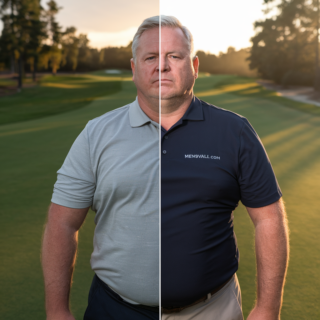 Before and after wearing a Vault polo